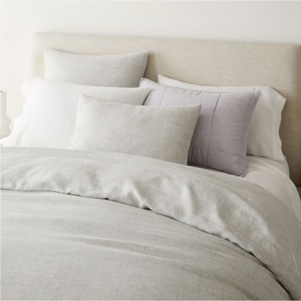 West Elm European Flax Duvet Queen Frost Gray